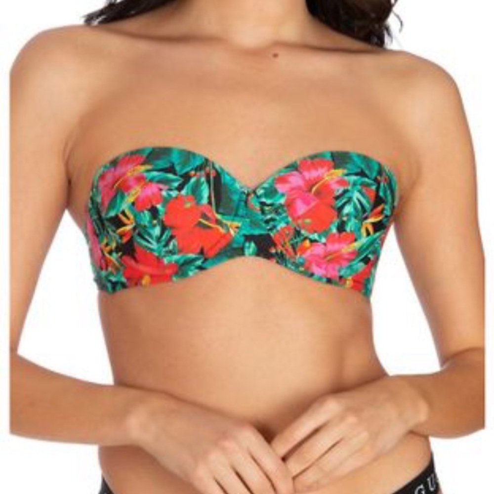 NWT Guess Strapless Floral Bikini Top